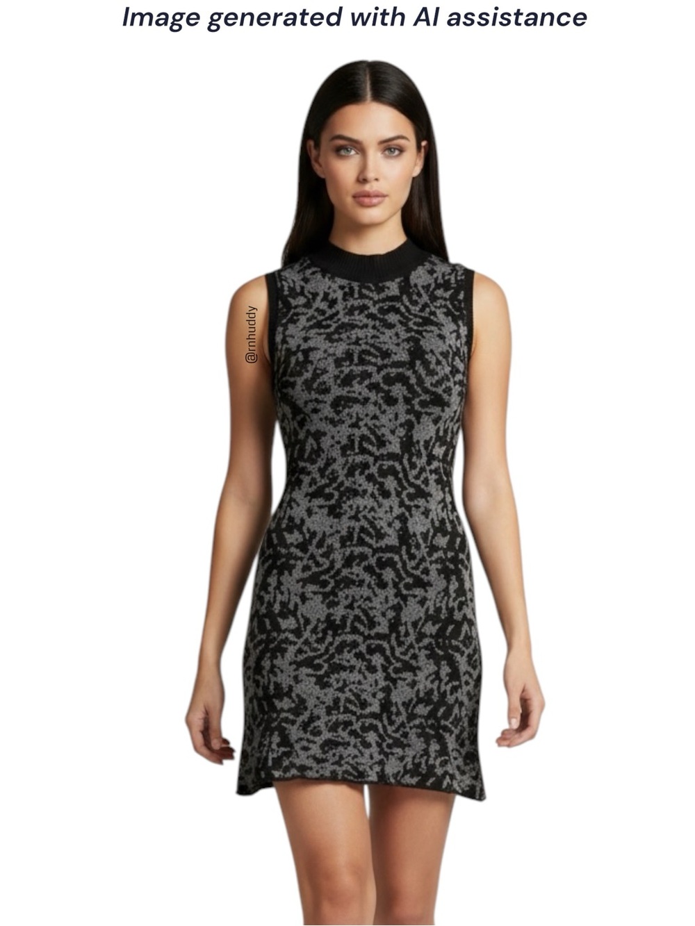 M. Rena M grey black sleeveless knit mini dress